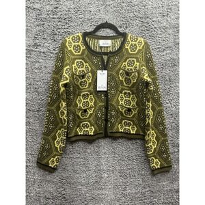 Monoki Unreleased Diane Goldstein Green Knit Cardigan Sweater One‎ Size NWT